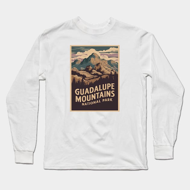 Guadalupe Mountains National Park Poster Illustration Long Sleeve T-Shirt by Perspektiva